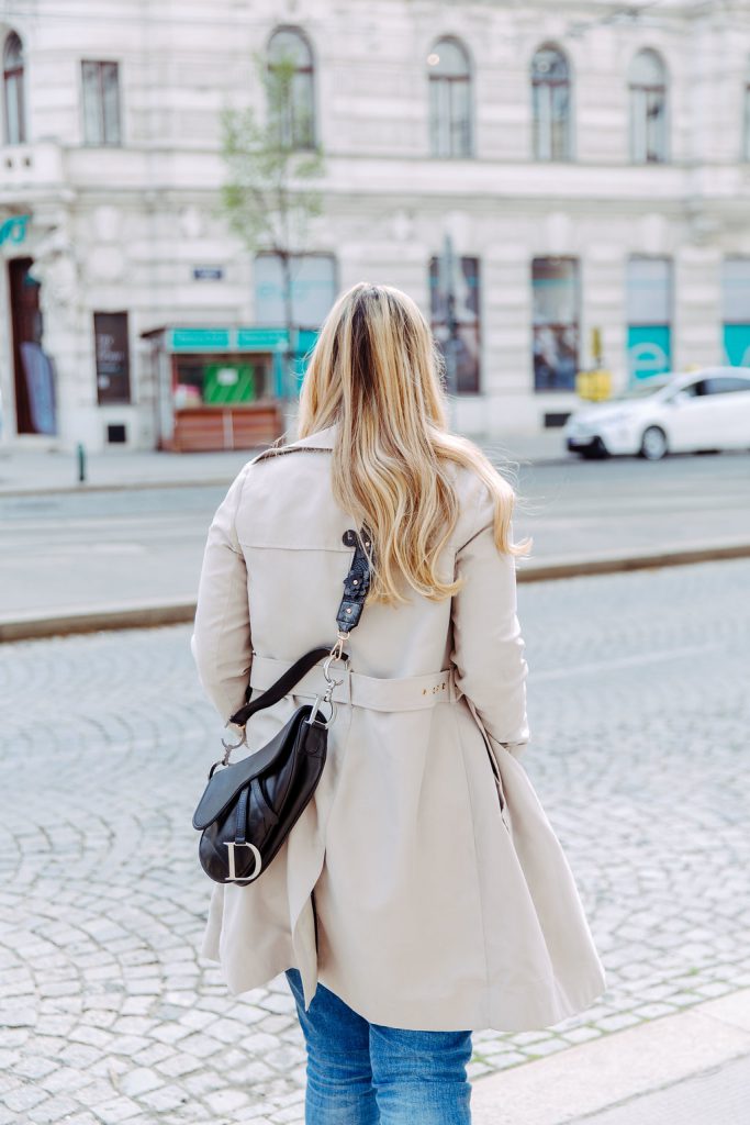 dior saddle bag blogger outfit trenchcoat